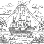 coloriage Bateau Pirate gratuit a imprimer
