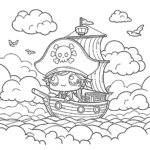 image pour coloriage Bateau Pirate enfant