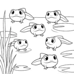 coloriage Bébés Grenouilles (Têtards) à imprimer pdf gratuit
