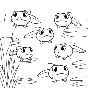 coloriage Bébés Grenouilles (Têtards) à imprimer pdf gratuit