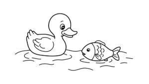 coloriage Canard à imprimer kawaii