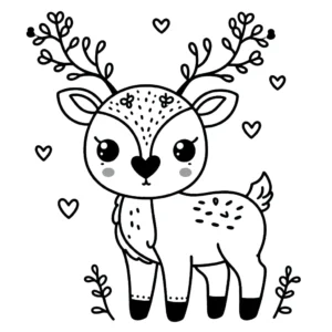 coloriage Cerf et découpage à imprimer