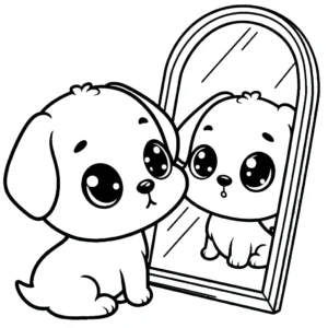 coloriage Chiot et decoupage
