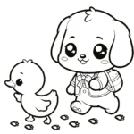 coloriage Chiot et découpage à imprimer
