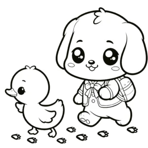 coloriage Chiot et découpage à imprimer