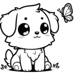 coloriage Chiot et découpage à imprimer
