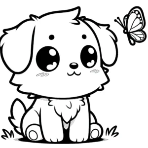 coloriage Chiot et découpage à imprimer