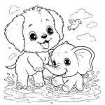 coloriage Chiot et decoupage