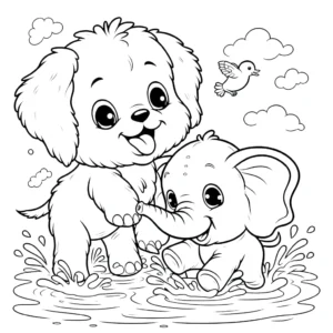 coloriage Chiot et decoupage