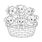 coloriage Chiots dans un panier à imprimer pour enfant de 12 ans