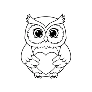coloriage Chouette avec un Cœur a colorier en ligne gratuitement