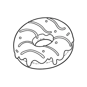 coloriage Donut avec un glaçage dégoulinant pour enfant