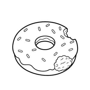 image pour coloriage Donut avec une bouchée manquante enfant