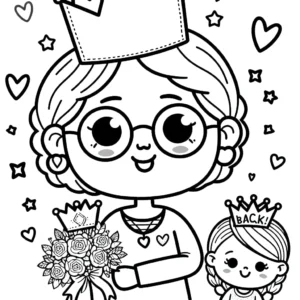 coloriage Fête Des Grand Mères pour enfant de 6 ans