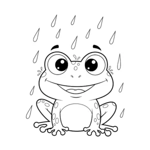 coloriage Grenouille Sous la Pluie pour enfant à imprimer