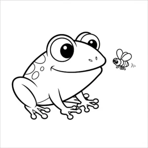 coloriage Grenouille avec une Mouche pour enfant de 4 ans