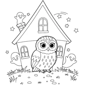 coloriage Hibou des marais a imprimer pour enfant de 4 ans