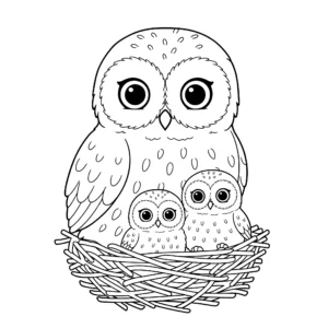 image de coloriage Hibou des marais pour enfant