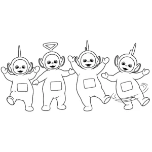 télécharger coloriage La grande danse des Télétubbies gratuit