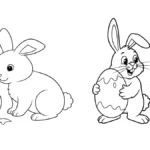 coloriage Lapin De Pâques et découpage à imprimer