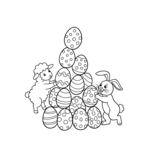 coloriage Lapin De Pâques pour enfants à imprimer