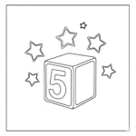 coloriage Le Numberblock 5 et cinq étoiles gratuit a imprimer