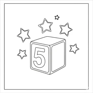 coloriage Le Numberblock 5 et cinq étoiles gratuit a imprimer