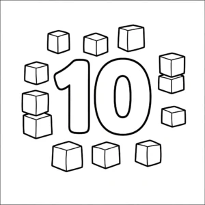 coloriage Le chiffre 10 et ses blocs pour enfant