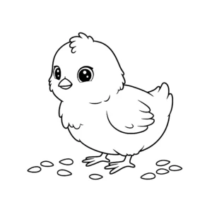 coloriage Le poussin et les graines à imprimer gratuitement pdf
