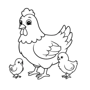 coloriage Le poussin et sa maman poule gratuit a imprimer