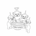 coloriage Les Télétubbies et le Tubby Custard a imprimer gratuit
