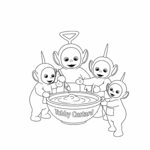coloriage Les Télétubbies et le Tubby Custard a imprimer gratuit
