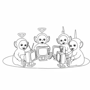 coloriage Les Télétubbies et leurs Télétub télés pour enfants a imprimer gratuit