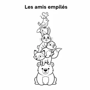 coloriage Les amis empilés educatif pour enfant