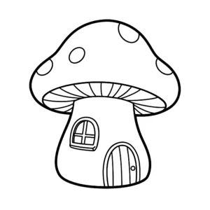 coloriage Maison champignon pour enfant de 6 ans