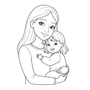image pour coloriage Maman enfant