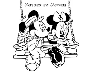 coloriage Mickey et Minnie et decoupage a imprimer gratuit