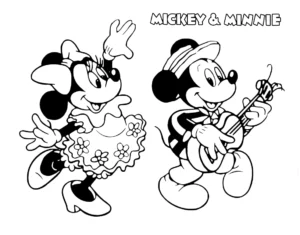 coloriage Mickey et Minnie pour enfant de 5 ans