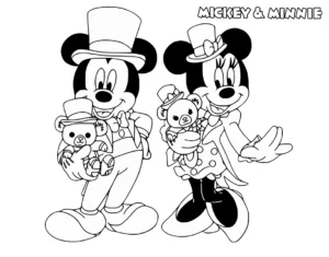 coloriage Mickey et Minnie et apprentissage