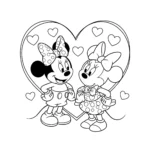 coloriage Mickey et Minnie cœurs a imprimer gratuit