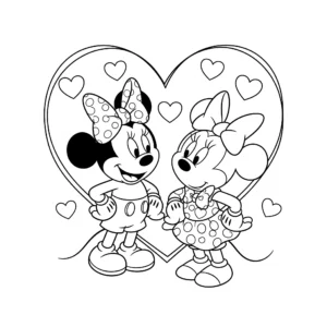 coloriage Mickey et Minnie cœurs a imprimer gratuit
