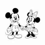 coloriage Mickey et Minnie se tenant la main à imprimer pdf