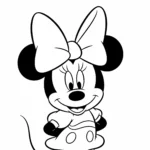 coloriage Minnie avec un nœud géant à imprimer pour enfant de 4 ans