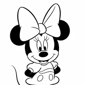 coloriage Minnie avec un nœud géant à imprimer pour enfant de 4 ans
