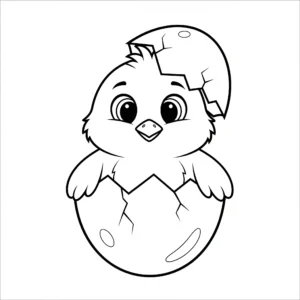 coloriage Poussin sortant de l’œuf pour enfant de 6 ans