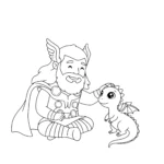 coloriage Thor à imprimer kawaii