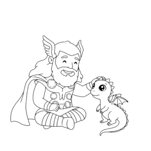 coloriage Thor à imprimer kawaii