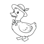 coloriage Un canard avec un chapeau à imprimer pour enfants