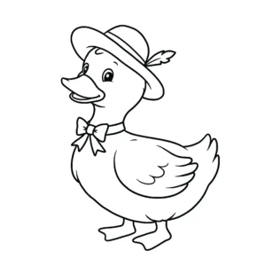 coloriage Un canard avec un chapeau à imprimer pour enfants