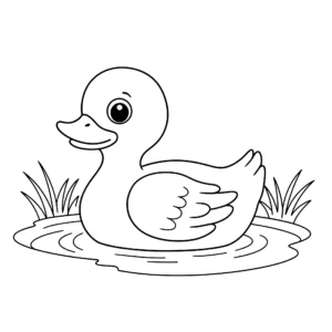 coloriage Un canard dans un étang pour enfant de 7 ans